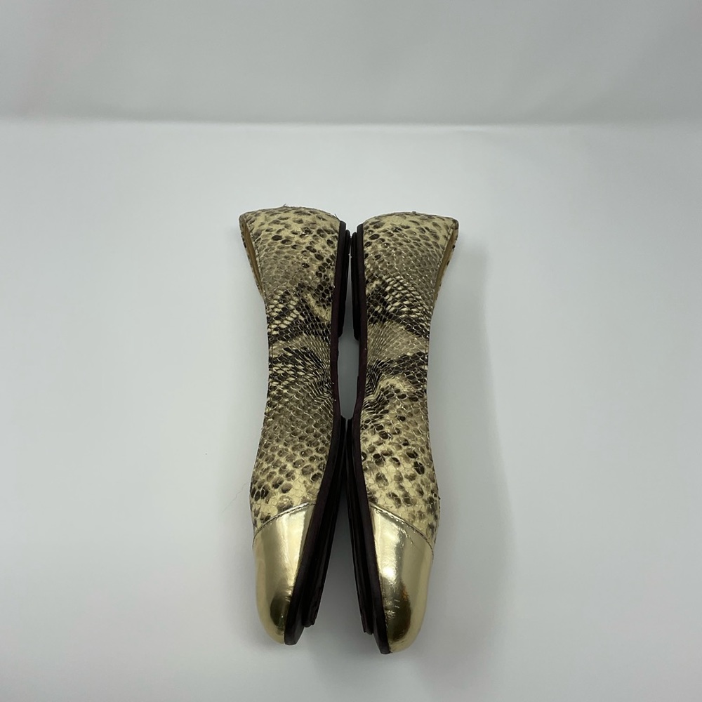 Jimmy Choo Gold Metallic Snake Print Flats - Picture 8 of 14